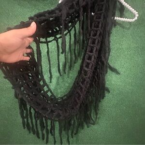 Elegant Black Fringe Scarf